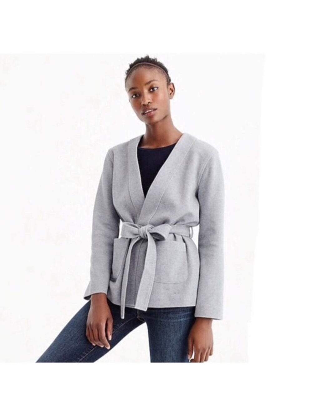 J Crew Wrap front Cardigan in Cotton Jersey